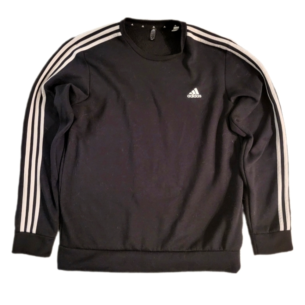Adidas Primegreen Essentials Fleece 3-Stripes Black Sweatshirt Men's Large (L)